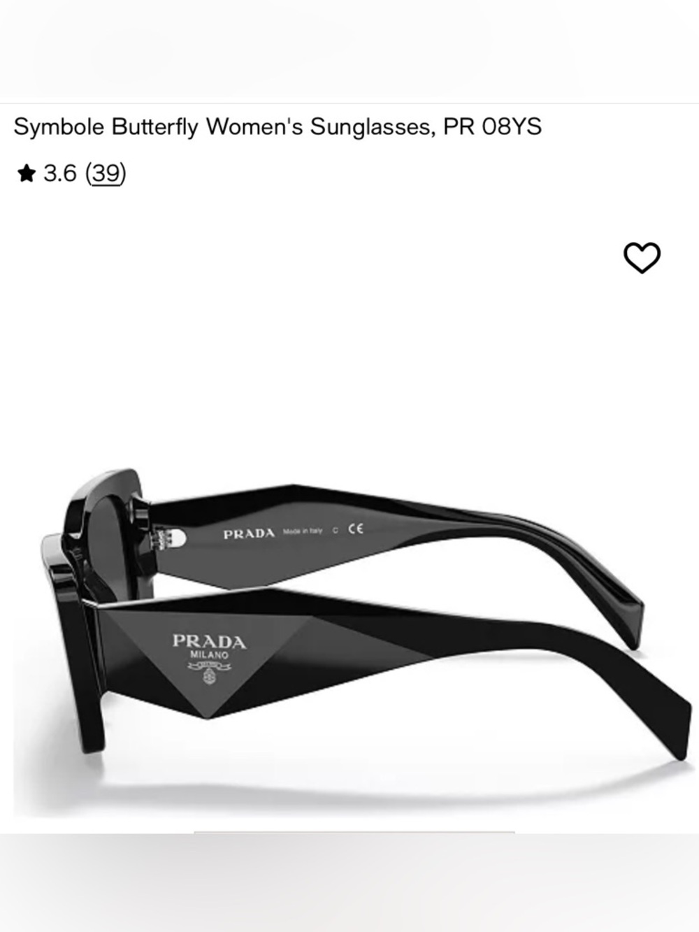 Prada Butterfly Rectangular Sunglasses with Dark Lenses - Picture 4 of 9